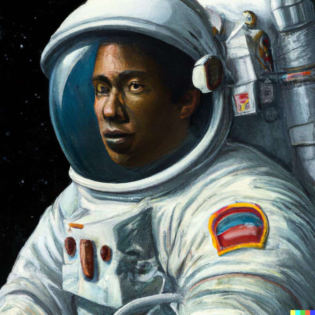 an astronaut, by Drew Struzan